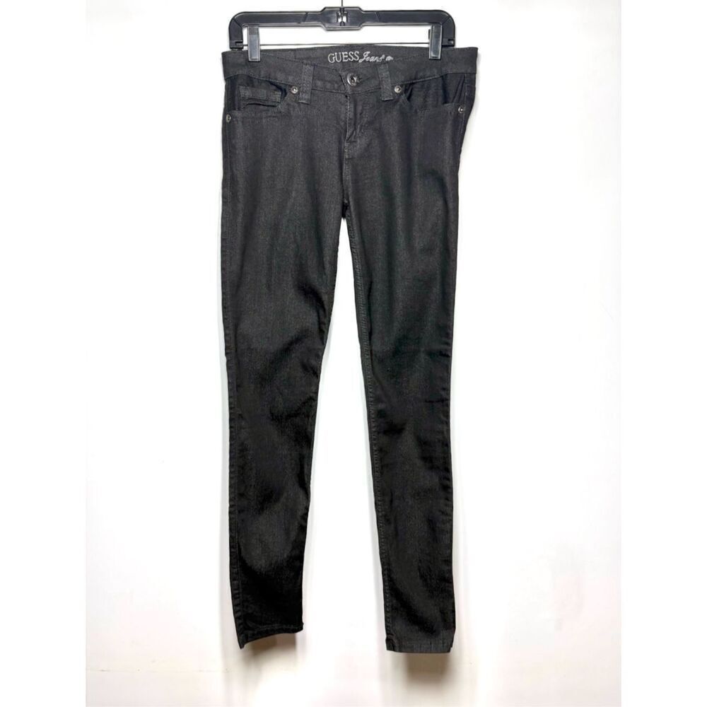GUESS Power Skinny Black Denim Jeans Mid Rise Women Size 8 ~ 29 X 30